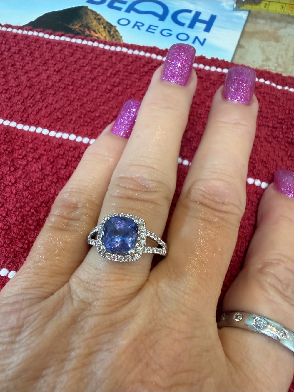 Tanzanite, 14k white gold\ Diamond beautiful ring from famous designer in China